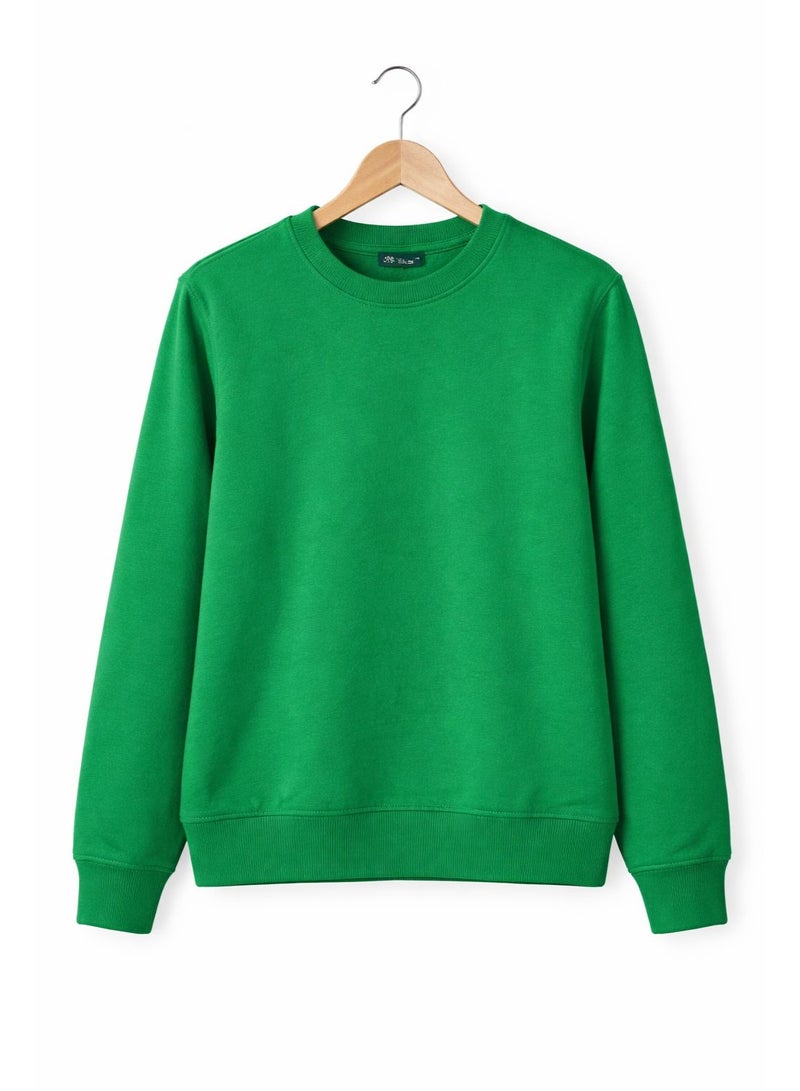 Zara Women’s Green Crew Neck Sweatshirt – Soft Cotton Blend Casual Wear - Image 1